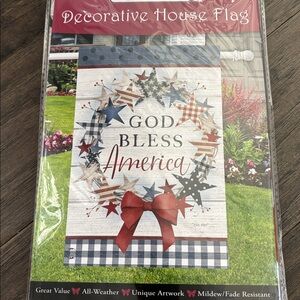 Erin’s Garden American Wreath God Bless America Outdoor house/porch flag